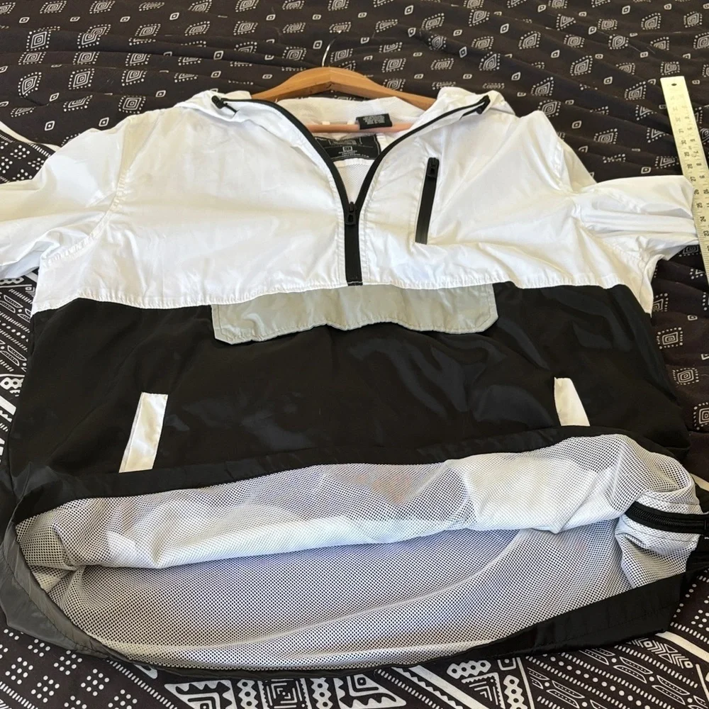 Distortion White and Black Windbreaker Jacket